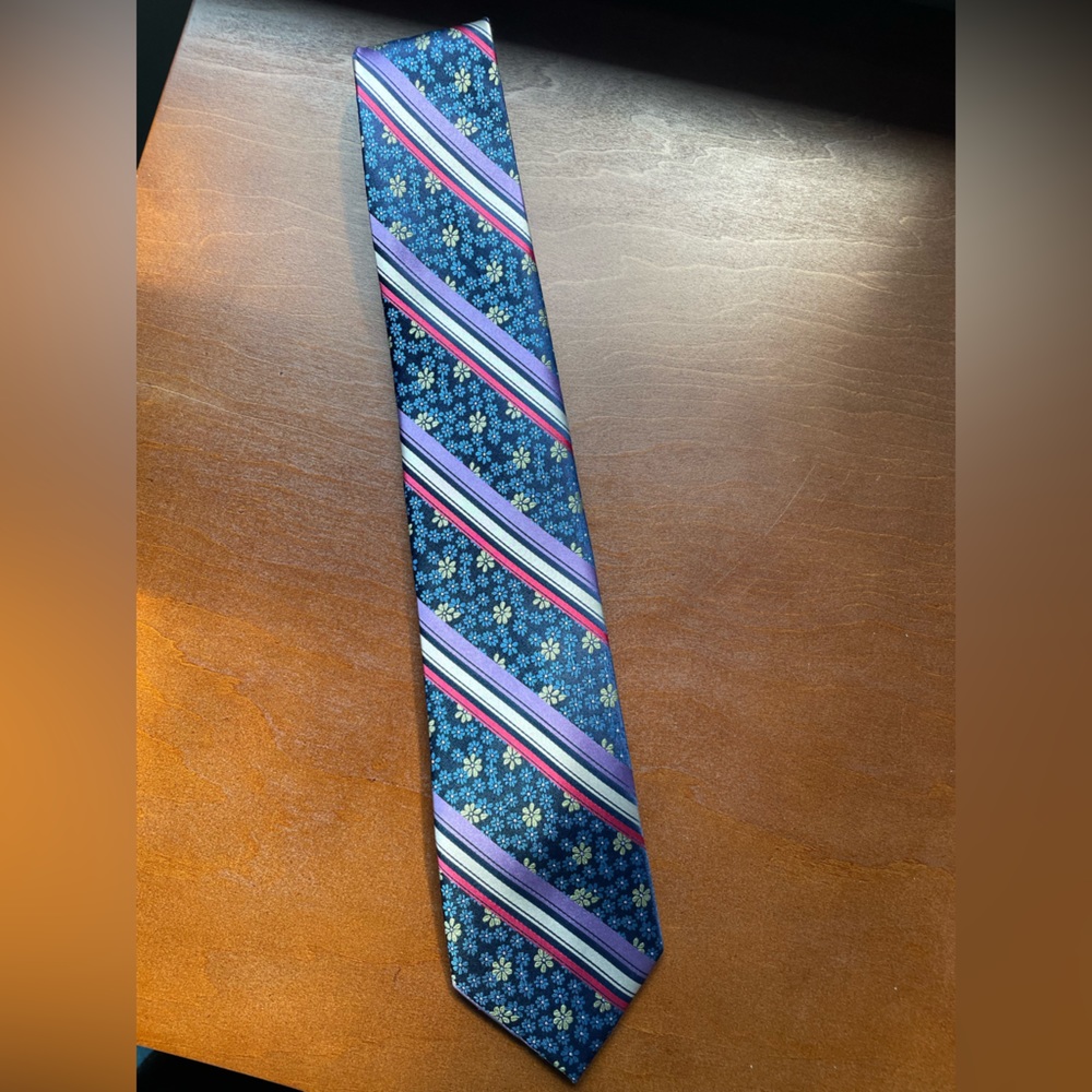 Floral and stripe tie